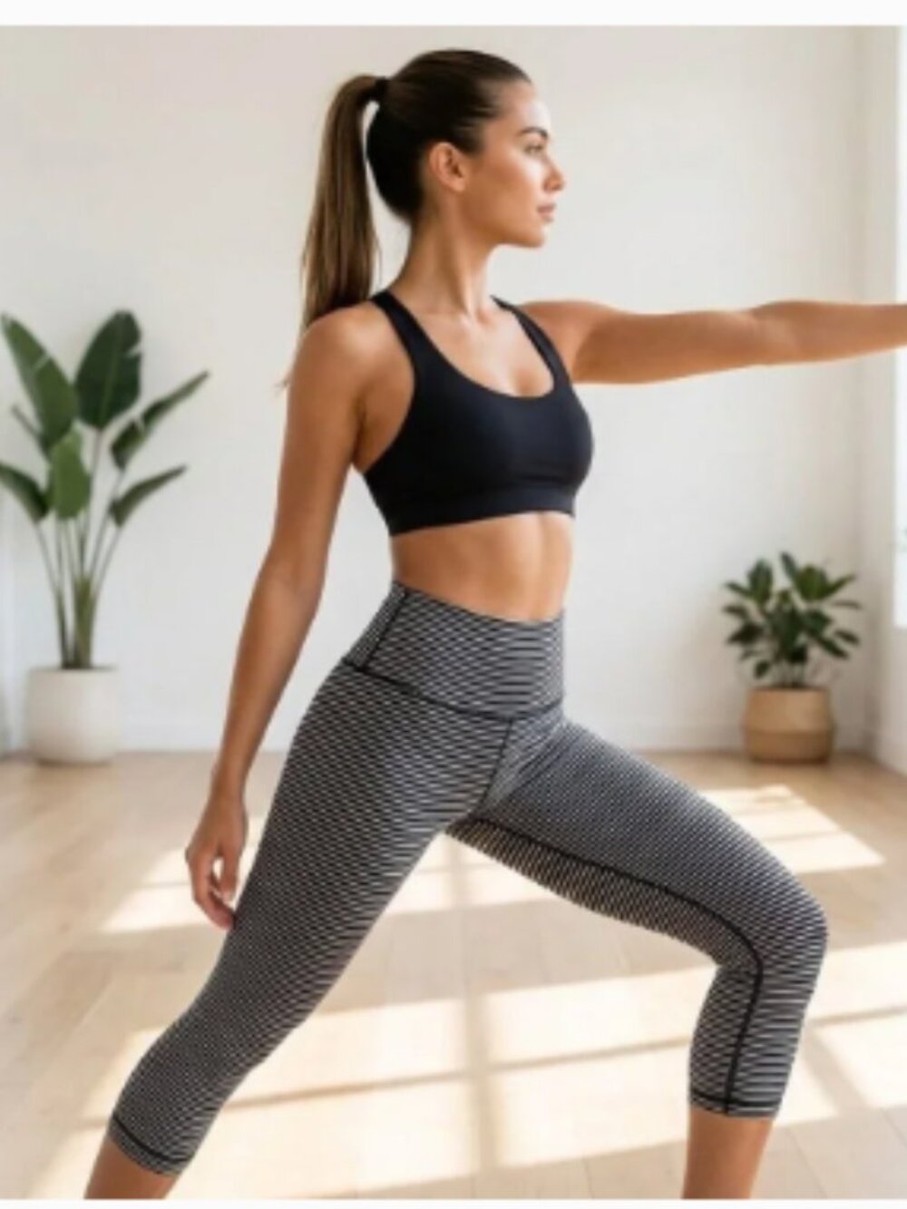 lululemon stripped cropped leggings size 12 Wunder Under High Rise Crop